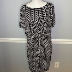 Roz & Ali Ladies Black & White Dress with Chain Link Pattern Size XL EUC